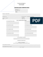 NBC B-15 - Construction Logbook Sheet