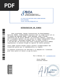 Attestation de Fond (BIDA)