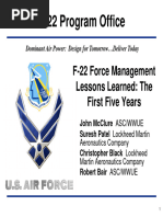 F-22 Force Management Lessons Learned The First Five Years