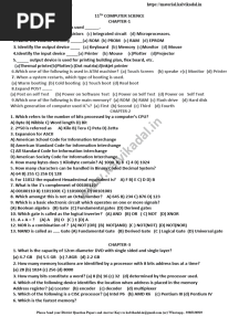 11th Computer Science One Mark Question Bank EM