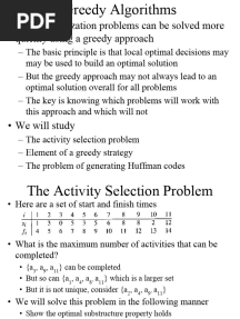 Greedy Algorithms