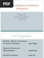 Buyback of Shares by Reliance Industries: Presented B Anisa Ali Amritanshu Mishant Anita Singh Arghya Das