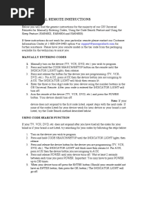 GE Universal Remotes Instructions