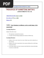 Principles OF Marketing (MGT301) : Semester Spring 2013