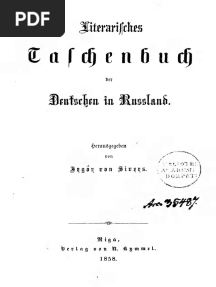 Literarisches Taschenbuch Der Deutschen in Russland