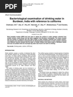 Bacteriological Examination of Drinking Water