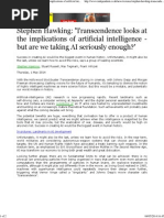 Stephen Hawking - 'Transcendence Looks at The Implications of Artificial Intelligence - But Are We Taking AI Seriously Enough - X 4'