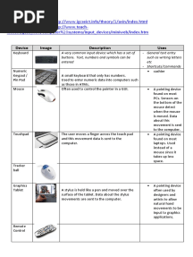 Basic Input Devices Table