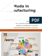 Muda in Manufacturing: Presented By: R .V. ADITYA KUMAR (131204) ANOOP CHOWDARY (131229) Raghavender Reddy (133233)