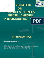 Presentation On PF Misc Provision Acts 1952