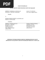 Memorandum of Law in Opposition To Plaintiff's Motion For Releif Pursuant To MCR 2.612