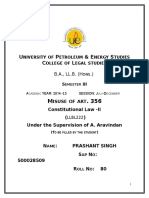 Constitution Law Project On Misuse of Article 356