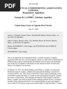 Steamship Mutual Underwriting Association, Limited v. George H. Landry, Libelant, 281 F.2d 482, 1st Cir. (1960)