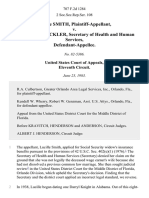 Lucille Smith v. Margaret M. Heckler, Secretary of Health and Human Services, 707 F.2d 1284, 11th Cir. (1983)