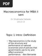 Macroeconomics For MBA II Sem: DR Shubhada Sabade, 2013-14