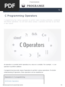 C Programming Operators Its A 10 Mark Question
