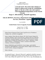 Roger C. Brazerol v. Otis R. Bowen, Secretary, Department of Health and Human Services, Defendant, 869 F.2d 593, 4th Cir. (1989)