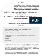 Korean Video Broadcasting Corporation v. D & H Visual Art, Incorporated Oh Duk Kwon, 67 F.3d 295, 4th Cir. (1995)