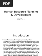 Human Resource Planning & Development: Unit - 1