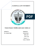 Chanakya National Law University: Extent of Insurer's Liability Under Motor Vehicles Act