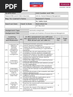 Human Resource Management - Assignment Brief Lo1, Lo2, Lo3, Lo4