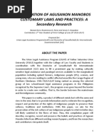 Compilation of Agusanon Manobo Customary Laws A Secondary Research