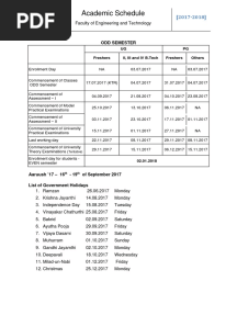 Et Academic Year Schedule 2017-2018