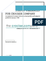 An Analysis of Variances For Crocker Company