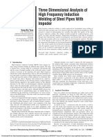 Three Dimensional Analysis of - High Frequency Induction - Welding of Steel Pipes With - Impeder