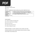 Specific Competence Indicators (Sci) and Sub Competence (SC)