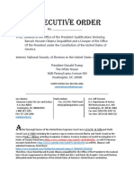 Proposed Executive Order For President Donald Trump: Defense of The Office of The President Qualifications