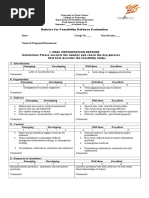 Rubrics For Feasibility Defense