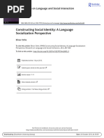 Constructing Social Identity A Language Socialization Perspective PDF