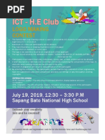 Logo Making Contest: July 19, 2019, 12:30 - 3:30 P.M Sapang Bato National High School