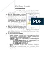 I. Overview of United States Form of Government: Concept of Federal Constitutional Republic