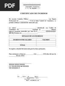 Modelo Certificados de Ingresos