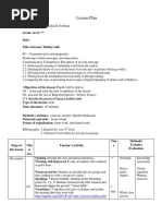 Lesson Plan: Bibliography: 1.english For You, 6 Form 2. National Curriculum For Foreign Language