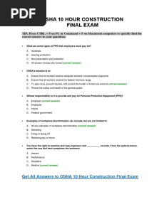 OSHA 10 Construction Final Exam Answer Key 