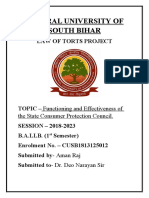 Functioning and Effectiveness of State Consumer Protection Council