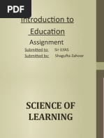 Introduction To Education: Assignment