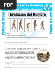 Ficha Evolucion Del Hombre para Cuarto de Primaria PDF