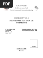 Experiment No. 4 Performance Test of An Air Compressor