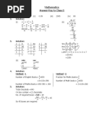 Mathematics Answer Key To Class:5: 1. Solution: 2. Solution