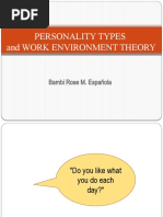 Personality Types and Work Environment Theory: Bambi Rose M. Española