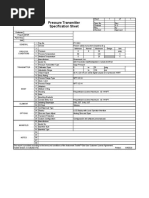 Pressure Transmitter Specification Sheet: General