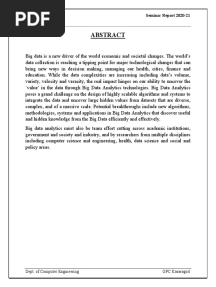 Big Data Analytics Seminar Report 2020-21