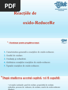 10 Seminar 1 Reactii de Oxido Reducere