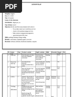 Lesson Plan: - Make Sentences Using Present Progressive - Speak About Parts of The Class