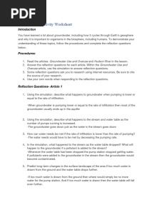 Groundwater Activity Worksheet: Groundwater Use and Overuse Hudson River - Groundwater Use and Overuse