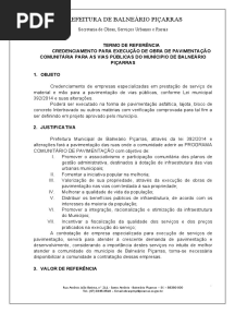 Termo de Referencia Pavimentação Comunitária